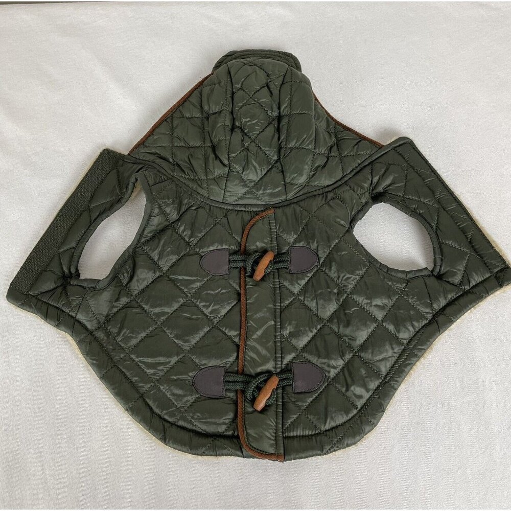 Nautica Pet Dog Jacket Hooded Puffer Fleece Vest XS Dark Green Preppy Classic - Picture 3 of 7